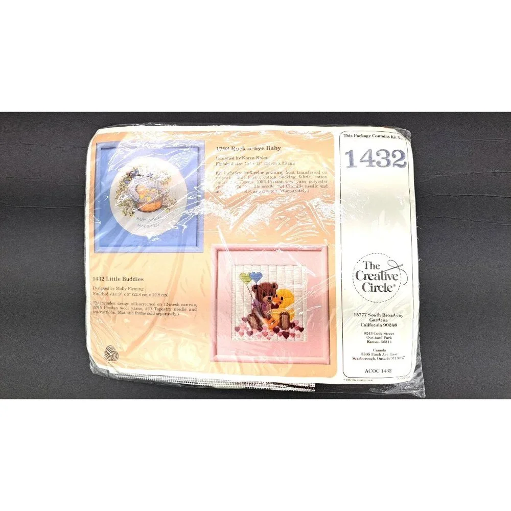 Vintage Creative Circle Little Buddies Embroidery Kit 1432 Duck Teddy Bear New